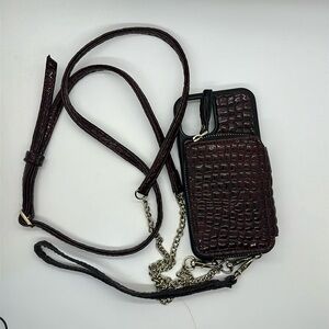 🐼 3/$25 wine red crocodile print crossbody case for iPhone 12 Pro